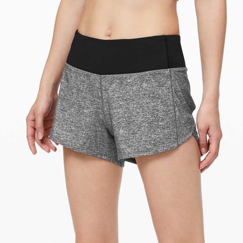 Lululemon Speed Up Short Long *4" Heather Lux Multi Black / Black - Size 10